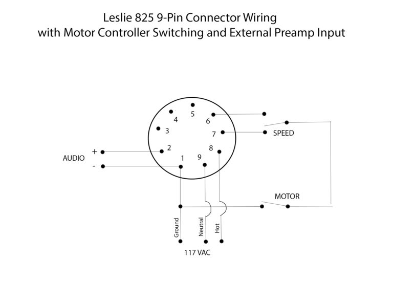 Leslie 825 9-Pin Connector Wiring With Motor Controller Switching and ...